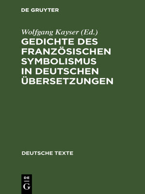 cover image of Gedichte des französischen Symbolismus in deutschen Übersetzungen